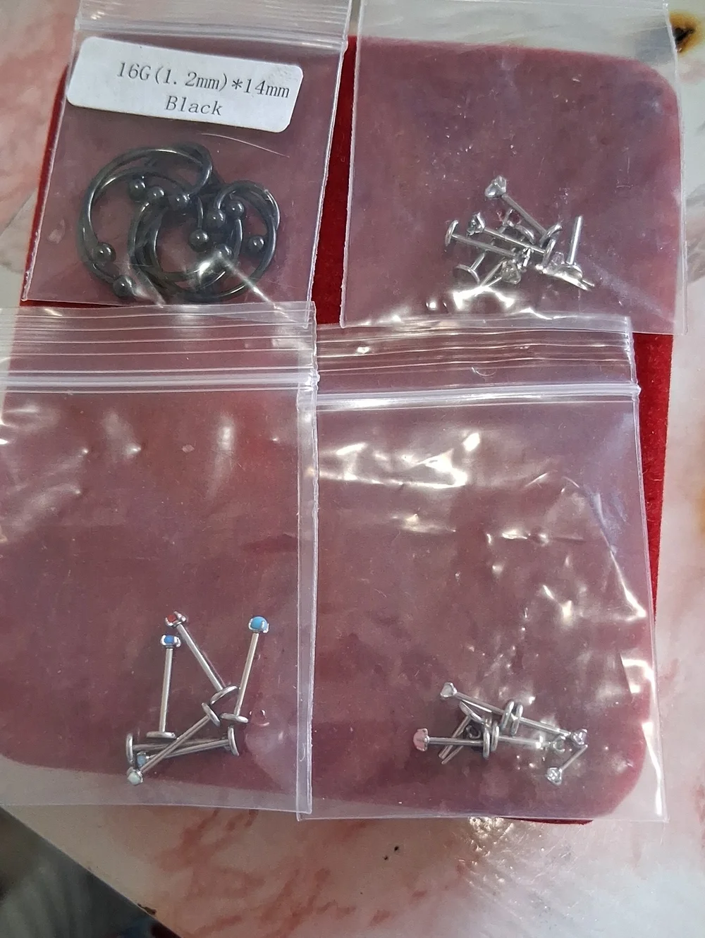Silver Steel Labret Studs with Colored Gem Accents - Multi-Pack